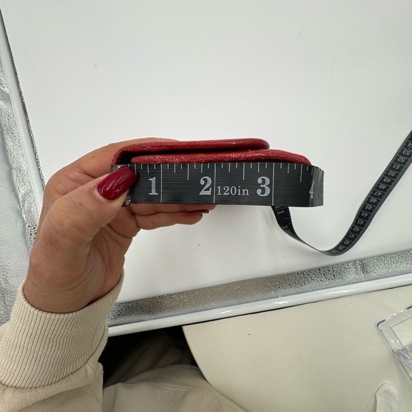 MIU MIU Leather Red long wallet n a detachable ID holder with Chain Like New - Picture 13 of 16